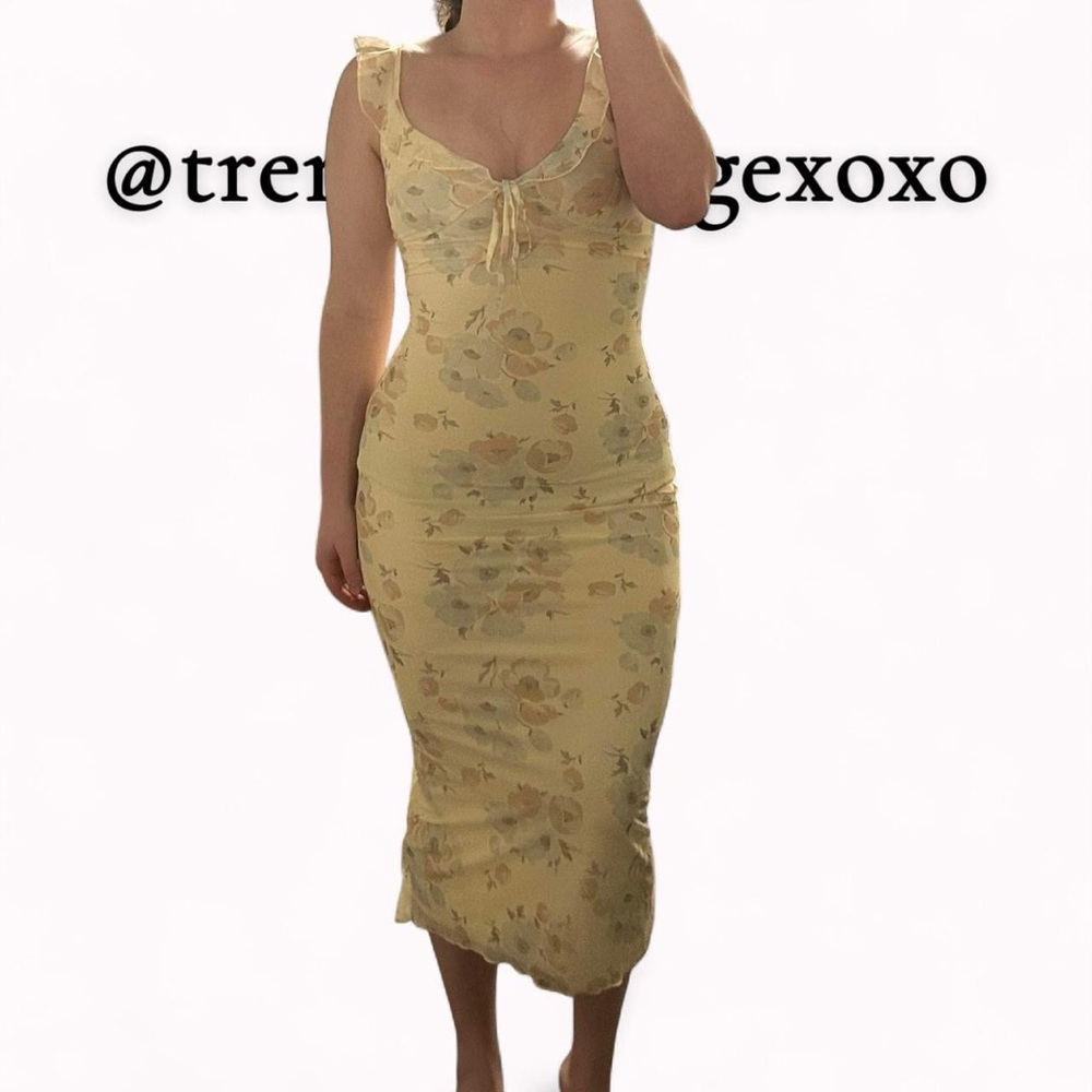 Floral Yellow Midi Dress